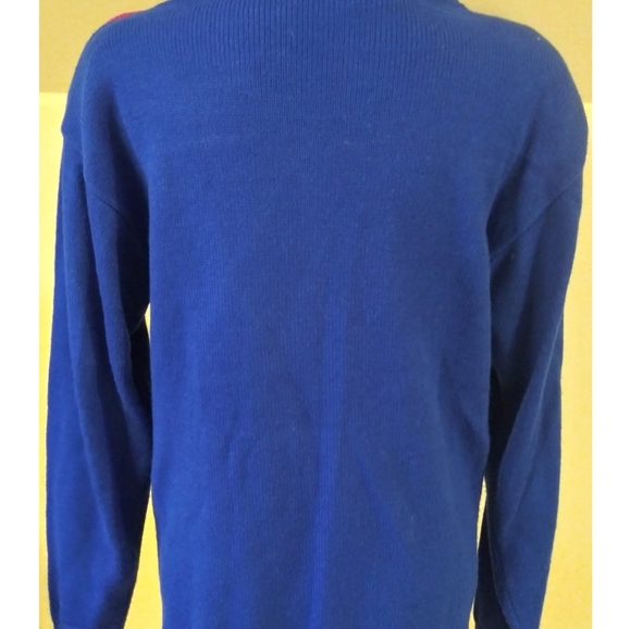 Vintage PYKE LIMITED VIBRANT COLORFUL 80s Diagonal HARLEQUIN SWEATER | M - Picture 4 of 6